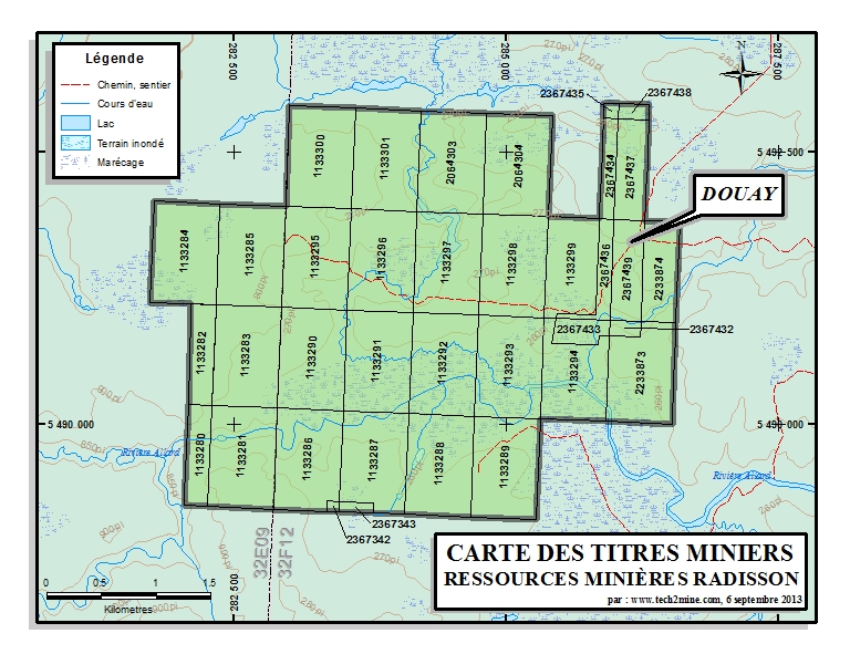 Carte de localisation des titres mini - Radisson Mining