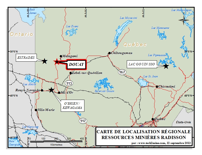 Carte de localisation régionale - Radisson Mining